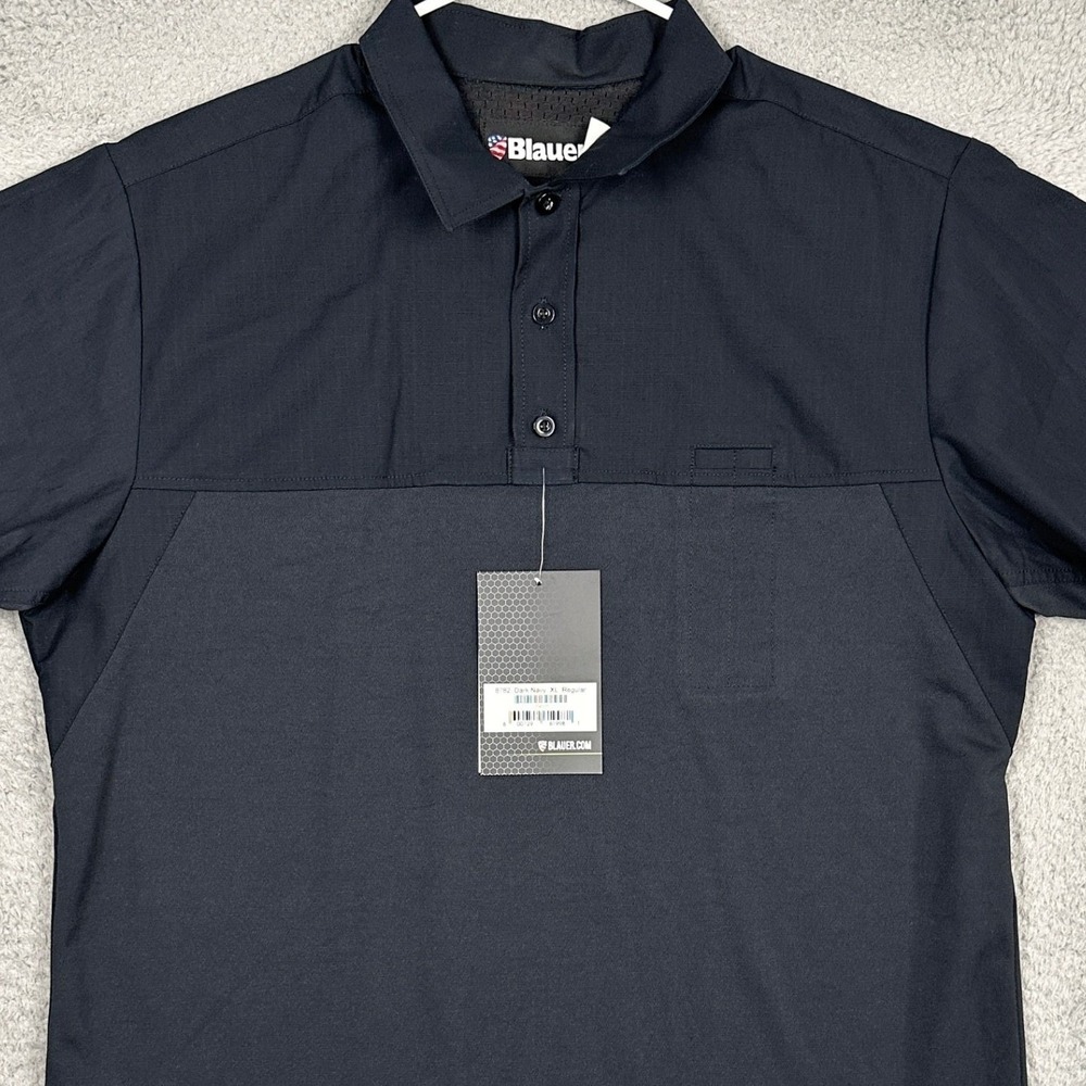 NEW Blauer 8782 Polo Shirt Mens XL Dark Navy Performance Tactical Ripstop Yoke
